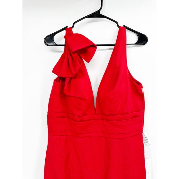 Mac Duggal 49454 Bow Shoulder V Neck Gown in Red Size 10 NWT - Picture 7 of 7